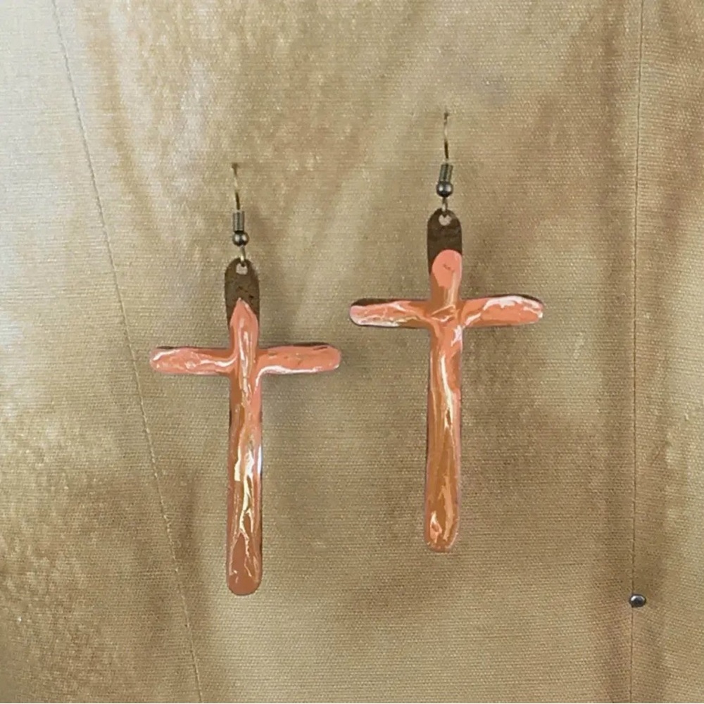 NWT Copper Cross Dangle Earrings